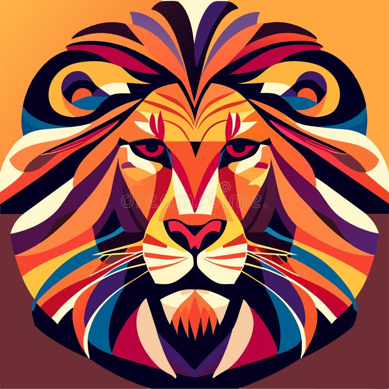 Lion And Symmetric Tribals Stock Photo, Picture and Royalty Free Image.  Image 14096850.