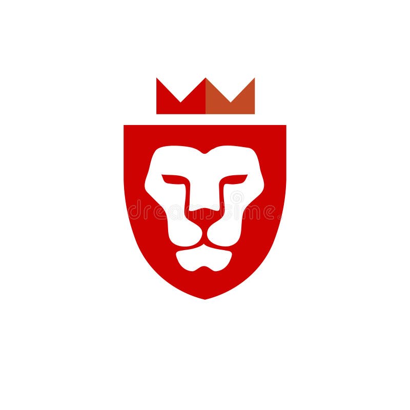 Lion head with crown and shield vector royalty free illustration
