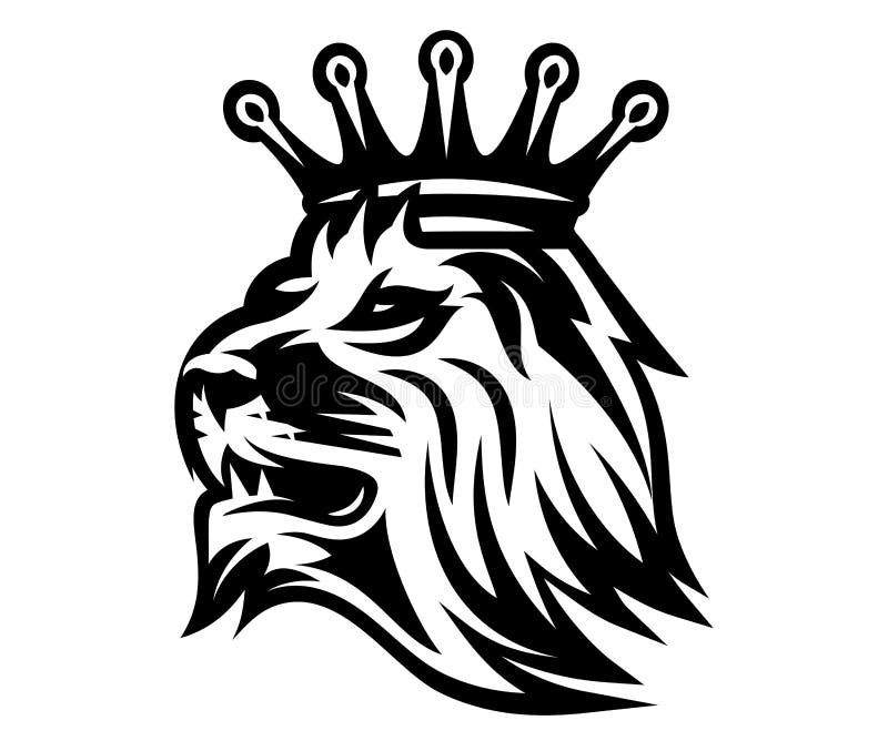 Lion Head with Crown. Vector Color Illustration Stock Vector ...
