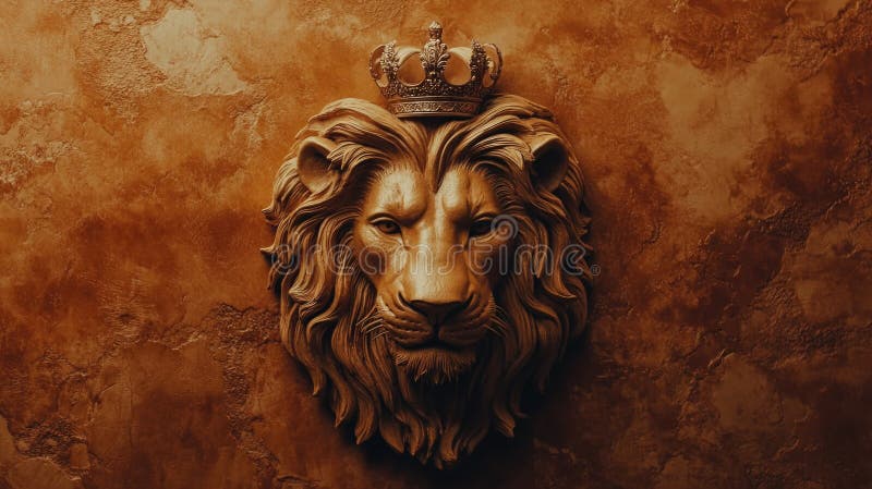 Lion Head with Crown on Wall royalty free stock photography