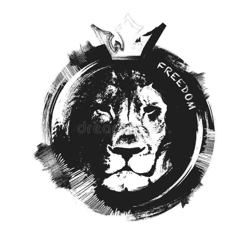 Lion head. hand drawn. illustration