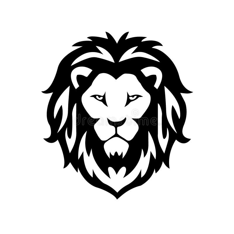 Lion Head Icon Logo Isolated on White Background Stock Illustration