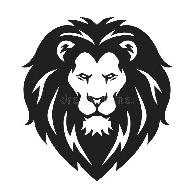 Lion Head Logo, Zeichen, Vector Schwarzweiss-Design vektor abbildung