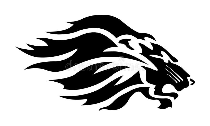 Lion Head Silhouette White Background vector illustration