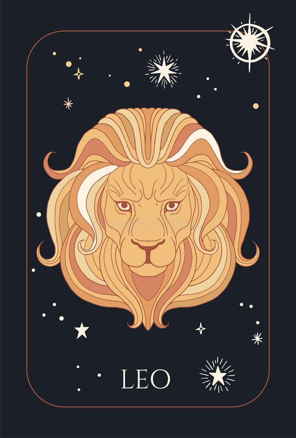 Lion Head, Zodiac Sign - Leo, with Stars Zodiac Form Stock Vector ...