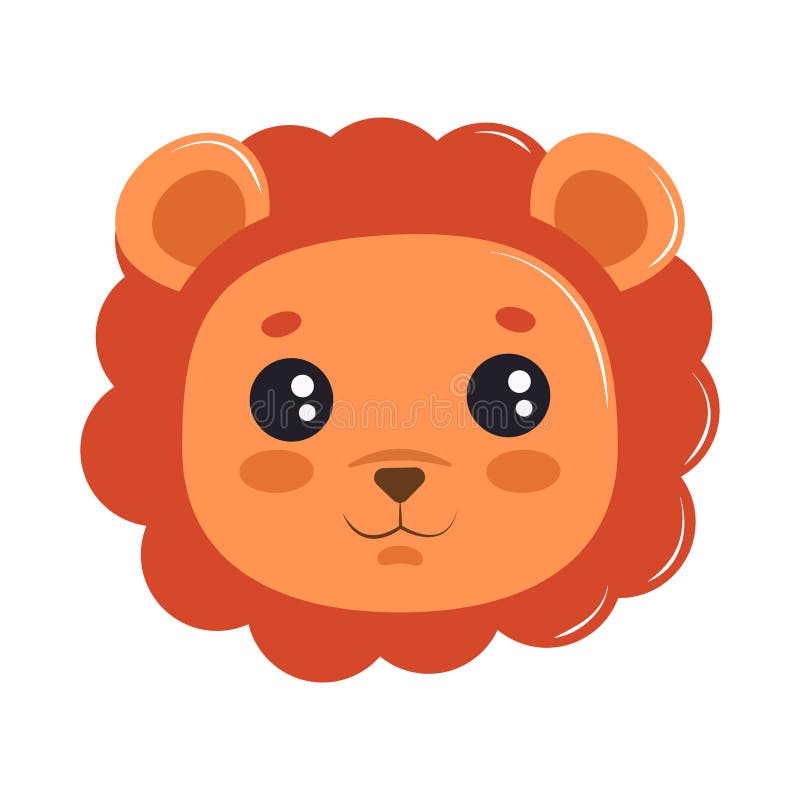 Lion kawaii face stock illustration. Illustration of character - 233731638