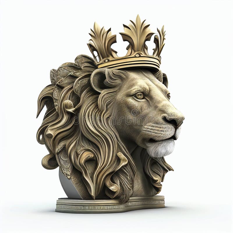 Lion King Sculpture with Crown Stock Illustration Illustration of