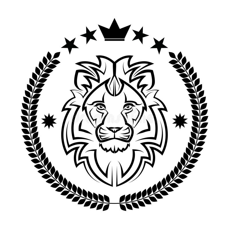 Lion King Vintage Logo Line Art Stock Illustration - Illustration Of 