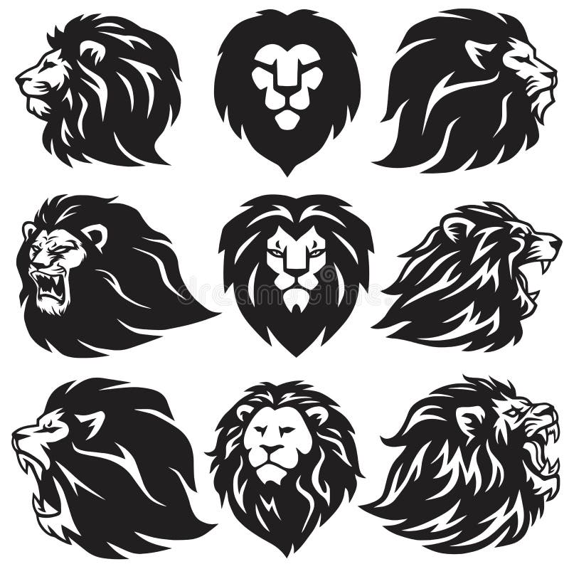 Lion Logo Set Collection El ejemplo superior del vector del diseño simboliza iconos