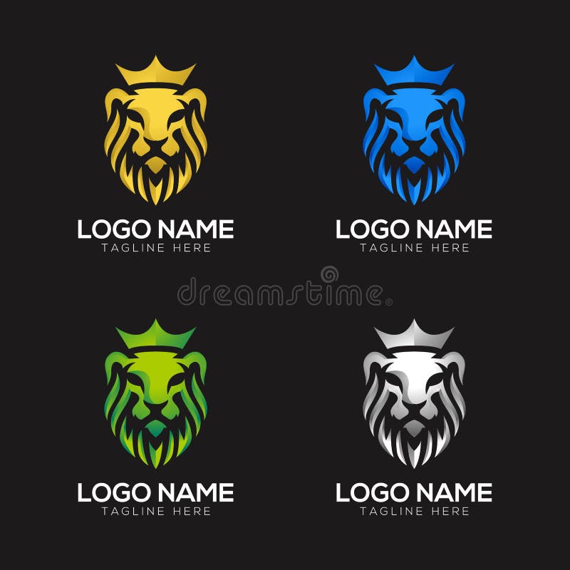 Lion Head Logo Vector Design Images, Lion Head Broken Scroll Frame