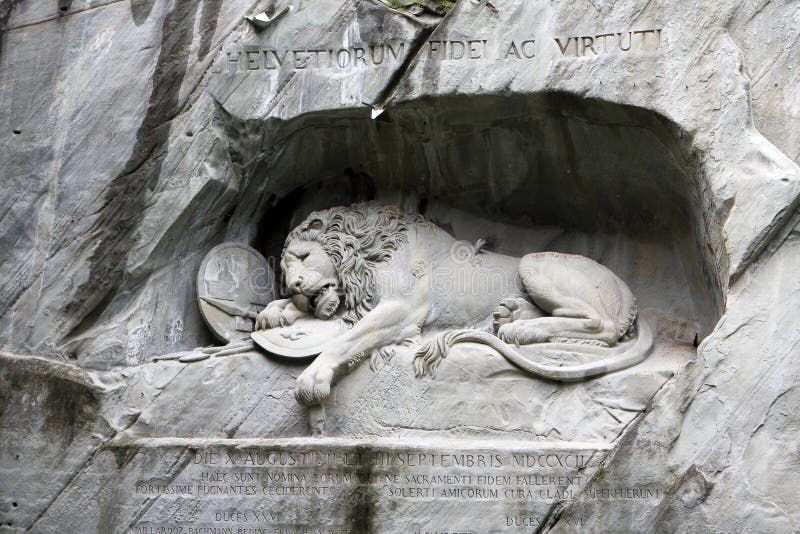 Photo of lion monument in Lucerne, Switzerland. Photo of lion monument in Lucerne, Switzerland