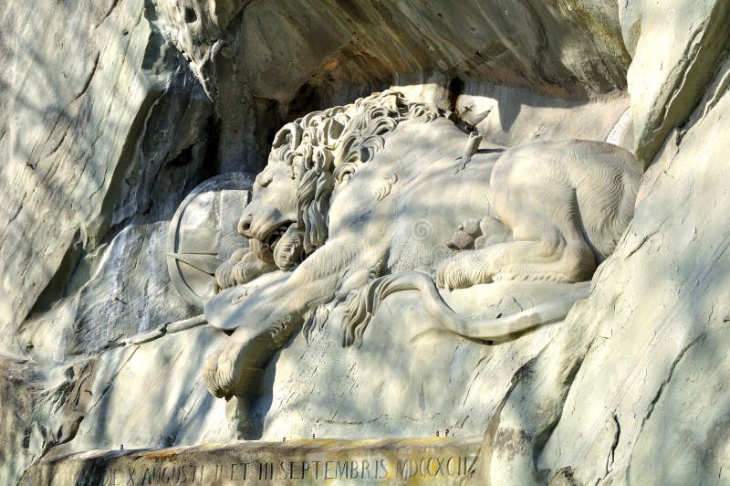 Lion monument of Lucerne. Switzerland. Commemorates the Swiss Guards who were massacred in 1792 during the French Revolution. Lion monument of Lucerne. Switzerland. Commemorates the Swiss Guards who were massacred in 1792 during the French Revolution.