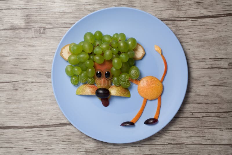 Lion Made with Fruits on Plate and Wood Stock Image - Image of nutrition,  diet: 103290579