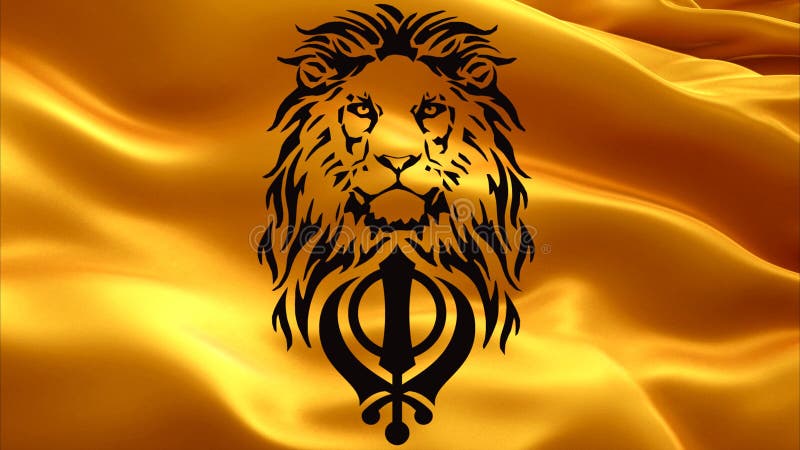 The Lion and Main Symbol of Sikhism is the Ek Onkar Sign on the Background  of an Orange Khalistan Flag Stock Illustration - Illustration of ideas,  blue: 194813788