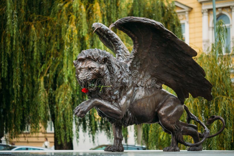 Lion Memorial alato in repubblica Ceca di Praga immagine stock