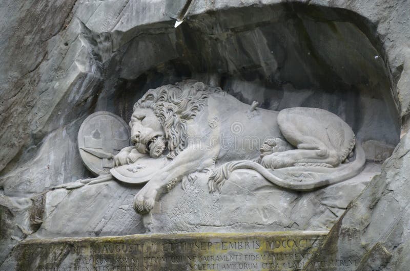 The Lion Monument, or Lion of Lucerne in Lucerne Switzerland. Stock