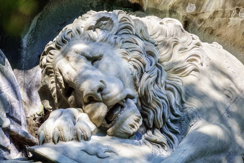 The Lion Monument in Lucerne, Switzerland, built in year 1821, is an iconical landmark and symbol of the city