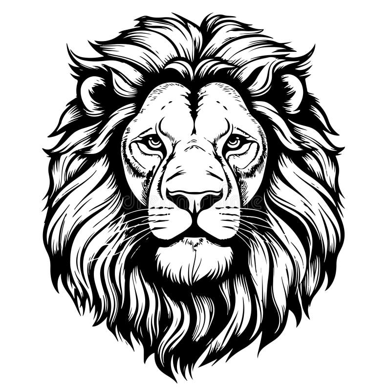 Lion Portrait Lion Head Sketch Hand Drawn Stock Illustration ...