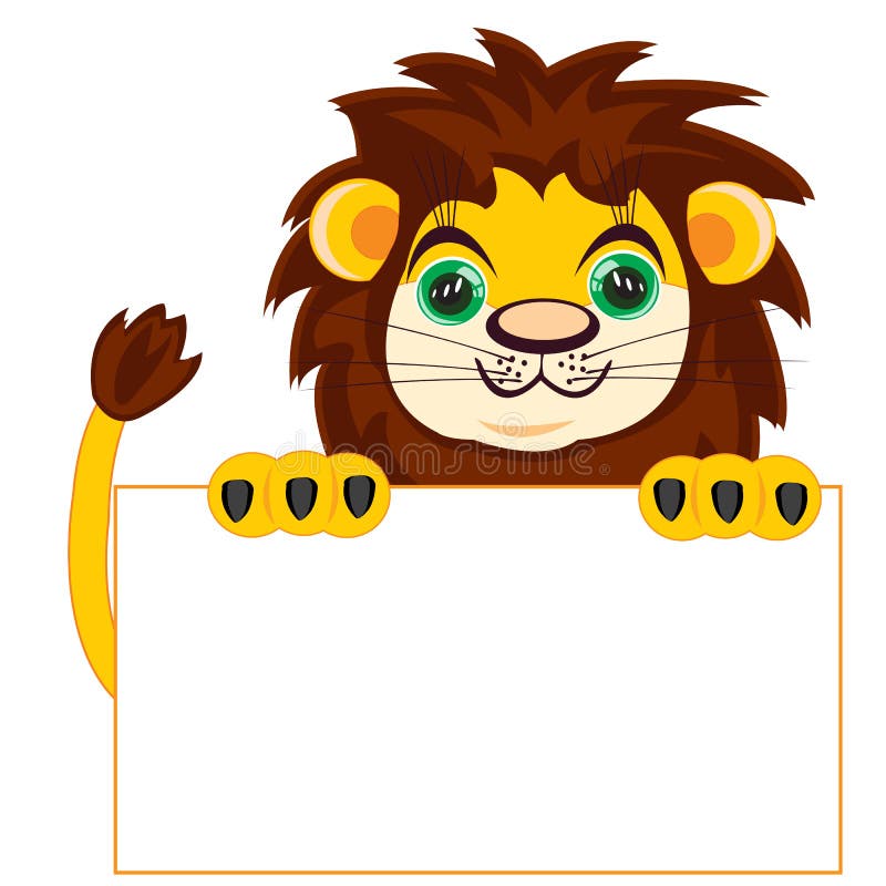 Lion with poster stock illustration. Illustration of insulated 62664780