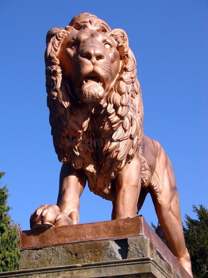 Lion statue stock photo. Image of black, europe, building 60124456