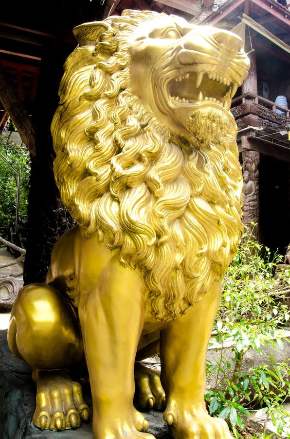 Lion statue stock photo. Image of golden, lion, power 39714422