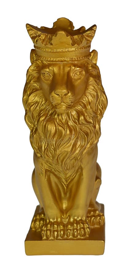 Lion Statue with crown front view royalty free stock photos