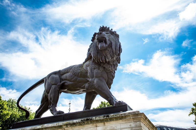 The Lion Statue in the Forbury Gardens, Reading, UK