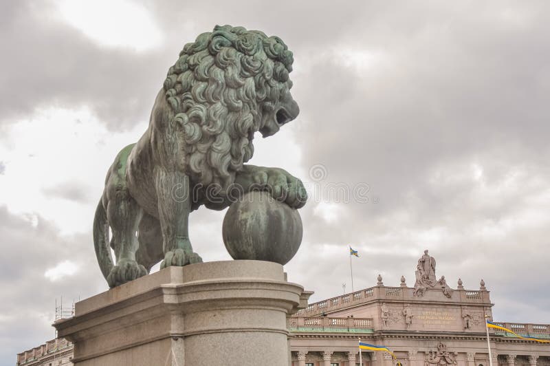 Lion statue in Germany stock photo. Image of bronze, worn 72643424