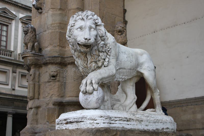 Lion Statue in the Loggia Della Signoria, Florence Stock Image Image