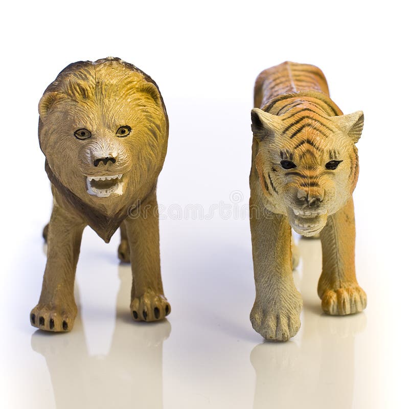 Lion and Tiger Toy stock photo. Image of childhood, lion 23689188
