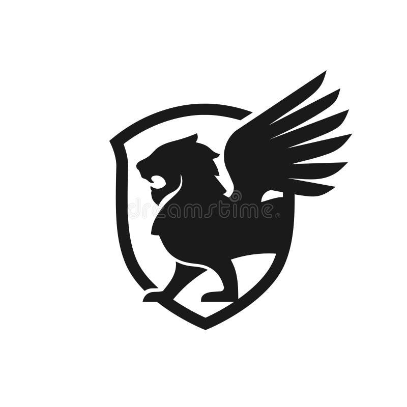 Lion wing and shield vector vector illustration
