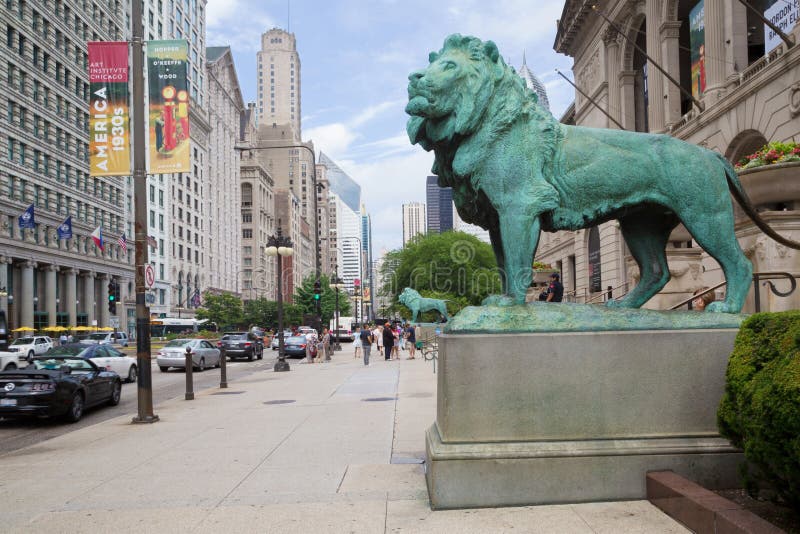 Lions in Front of the Art Institute, Chicago Editorial Stock Photo - Image  of international, travel: 73920338
