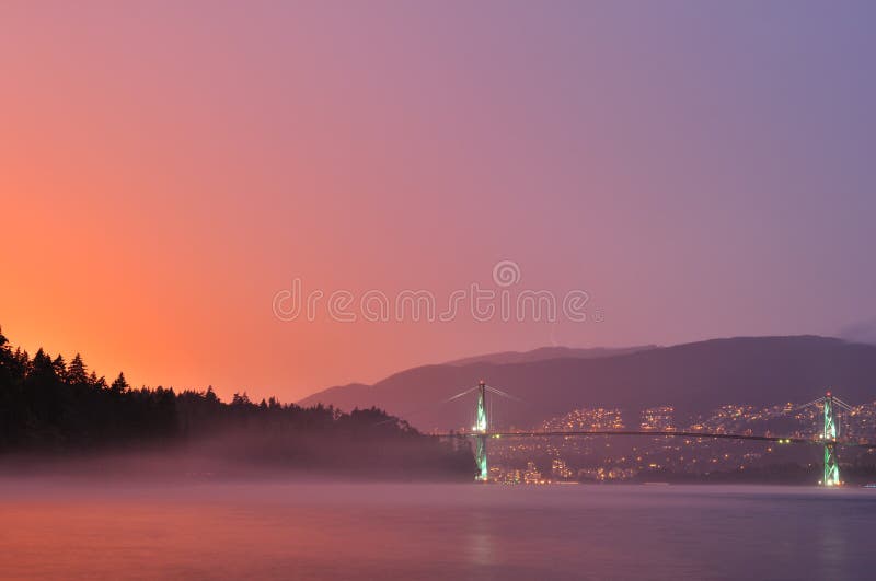 Lions Gate Sunset after a Rain Storm Stock Image Image of mountain