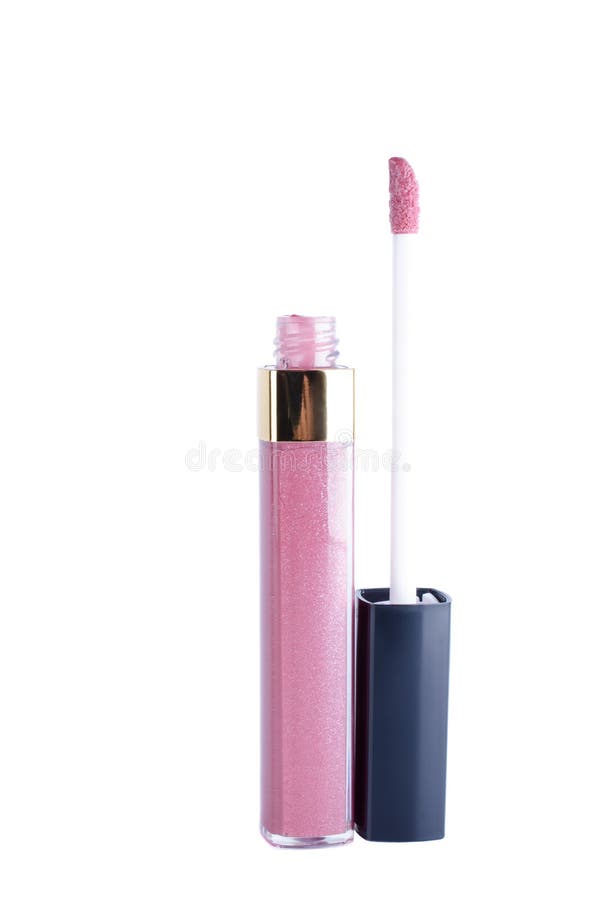 Pink Pastel Lip Gloss on a Background of Sweets. Decorative Women