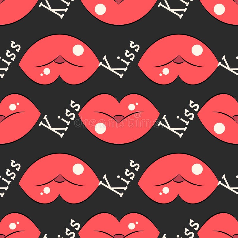 Lippenpatroon Vector naadloos patroon met vrouw s rode en roze het kussen vlakke lippen stock illustratie Lippenpatroon Vector naadloos patroon met vrouw s rode en roze het kussen vlakke lippen stock illustratie