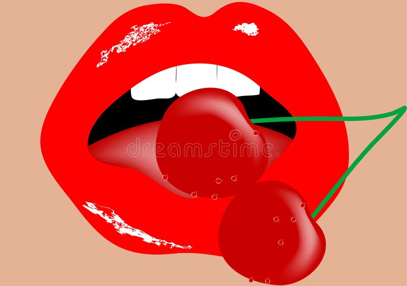 Cherry lips stock vector. Illustration of grape, eating 12606968
