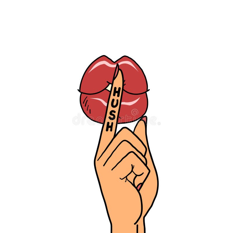 Lips hush silence finger gesture stock illustration