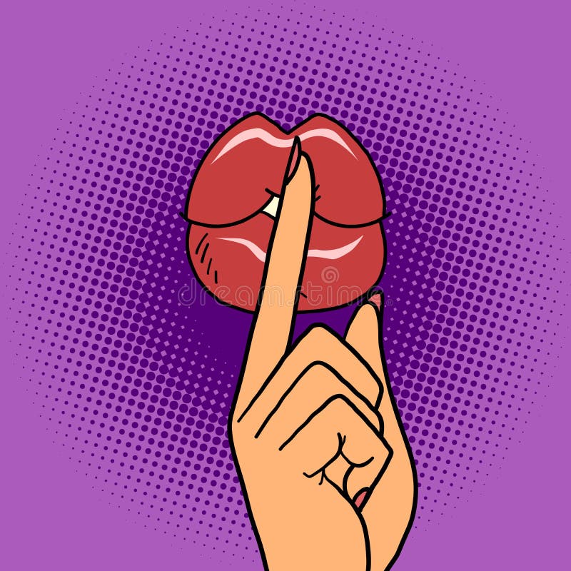 Lips hush silence finger gesture stock illustration