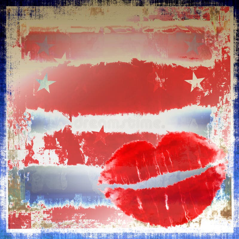 Lips On Patriotic Grunge