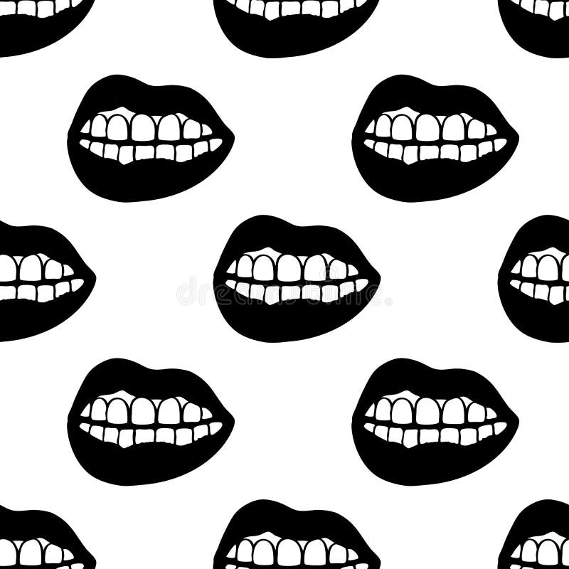 Lips Seamless Doodle Pattern Stock Illustration Illustration of comic