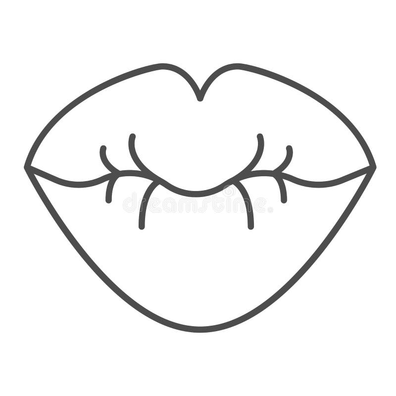 Lips Thin Line Icon, Passion Concept, Kiss Sign on White Background