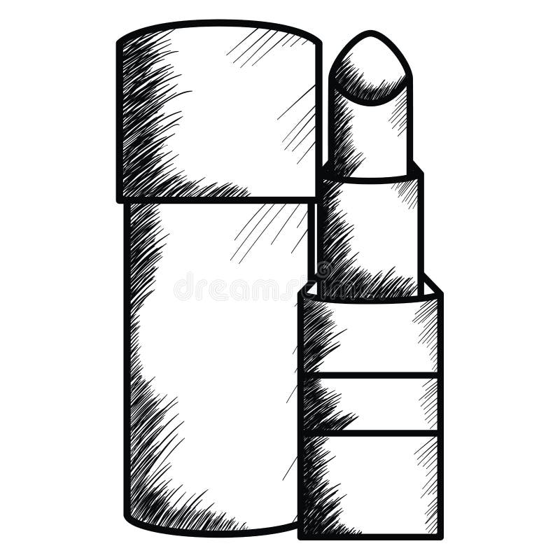 Lipstick and Bottle Make Up Drawing Icon Stock Vector Illustration of