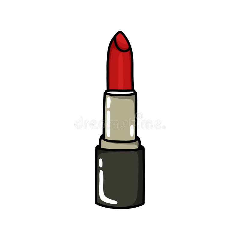 Lipstick Doodle Icon, Vector Color Line Illustration Stock Vector