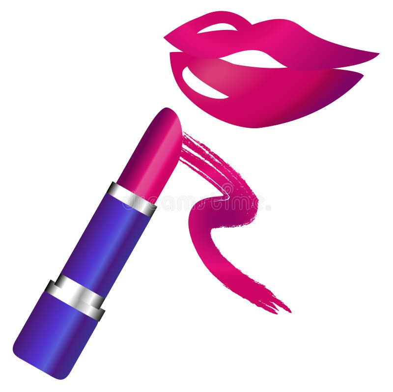 Lipstick and Lips Line and Glyph Icon. Lip Cosmetics Sign Vector