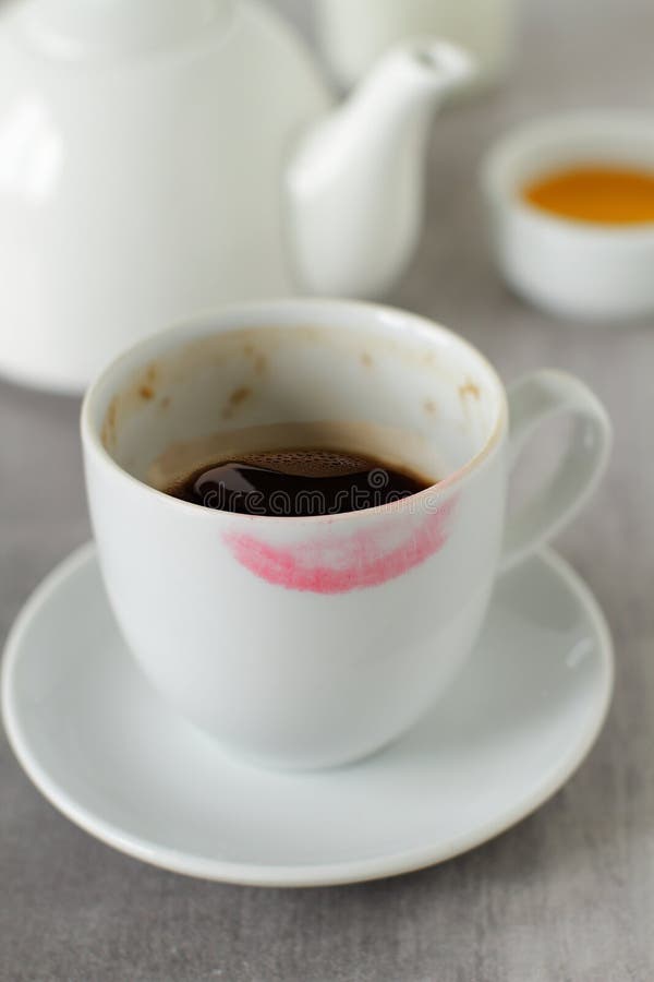 Lipstick Marks on a Coffee Cup Stock Photo Image of isolated, close