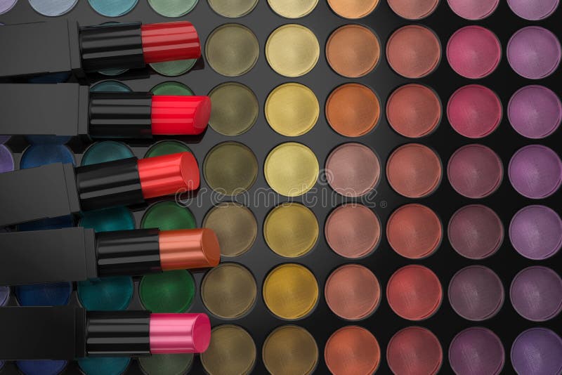 Lipsticks on Eye Shadow Palette Stock Photo Image of cosmetic, luxury