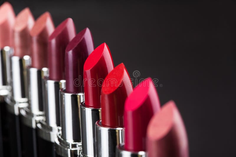 Lipsticks in a row royalty free stock photography Lipsticks in a row royalty free stock photography