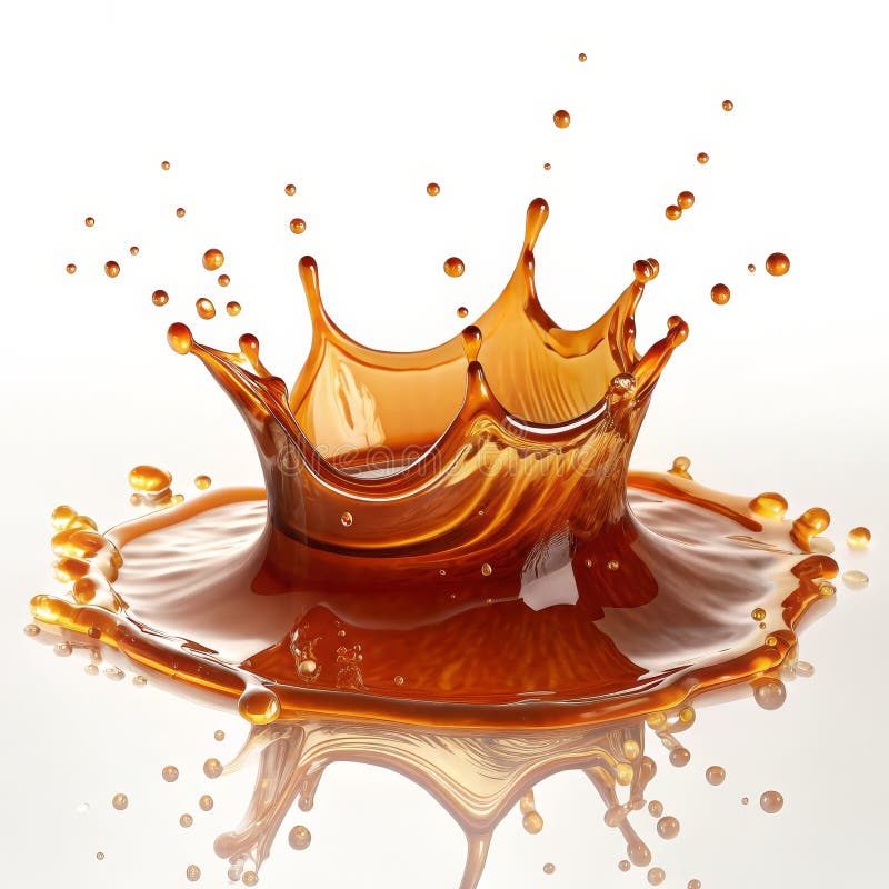 Liquid Crown Splash 3D Render, Brown Fluid, Dynamic Composition, White Background Coffee, Splashing vector illustration