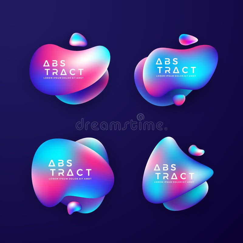 Liquid design collection. Trendy liquid gradient design elements with 3D style. Abstract Fluid design elements with gradient color royalty free illustration