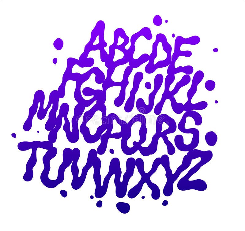 Liquid Font with Splashes. Vector Alphabet Stock Vector - Illustration